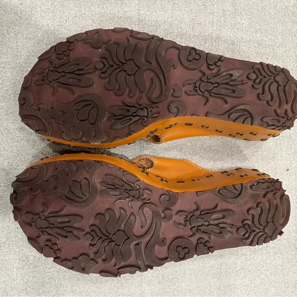 [36/US7]Fly London Brown Leather Wedge Sandals Buckle Stud Leather Wrap - Picture 4 of 6